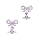Bow 3D Saturn Orb Drop Stud Earring